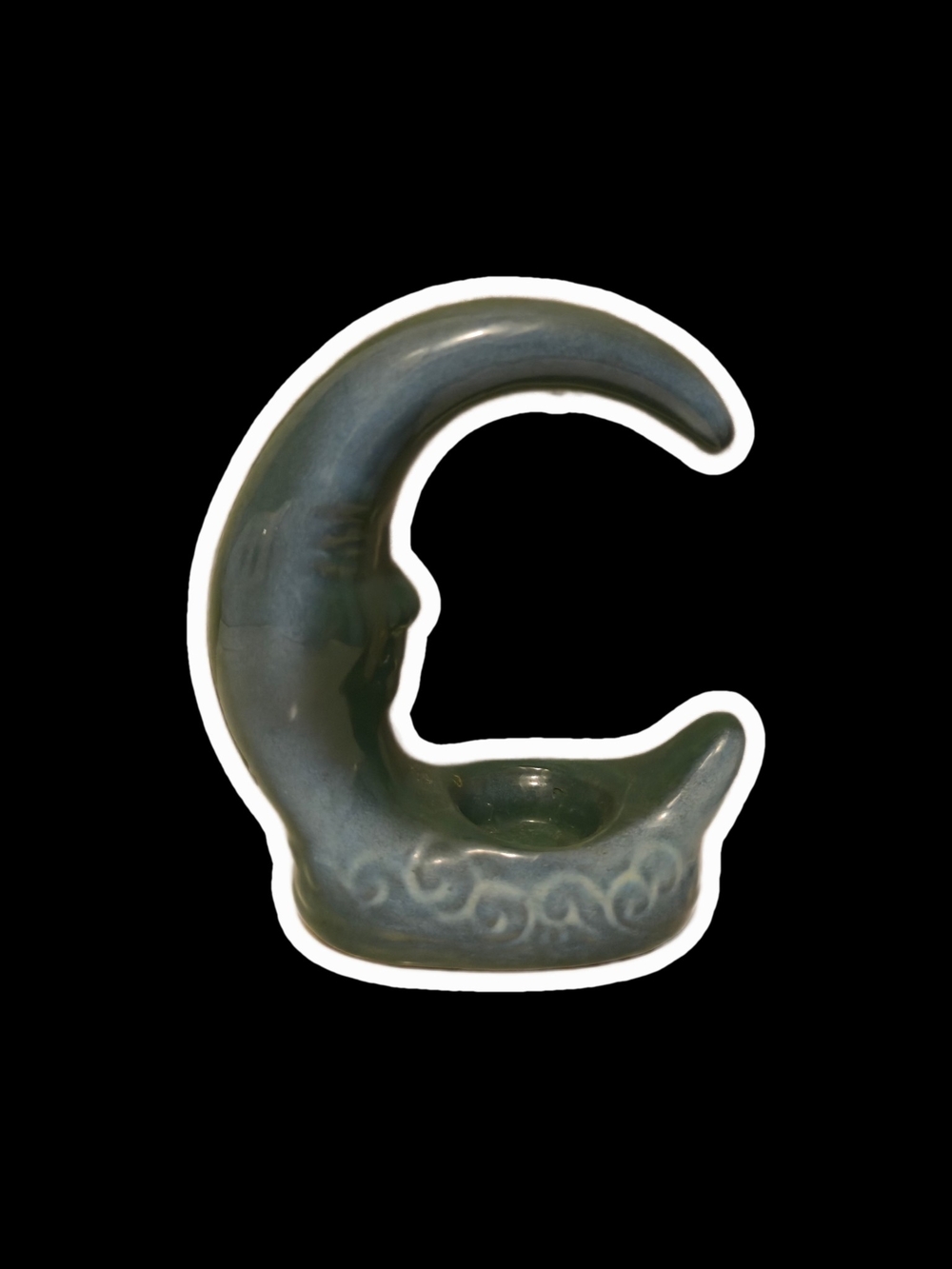 Whimsigoth Ceramic Crescent Moon Candle Holder